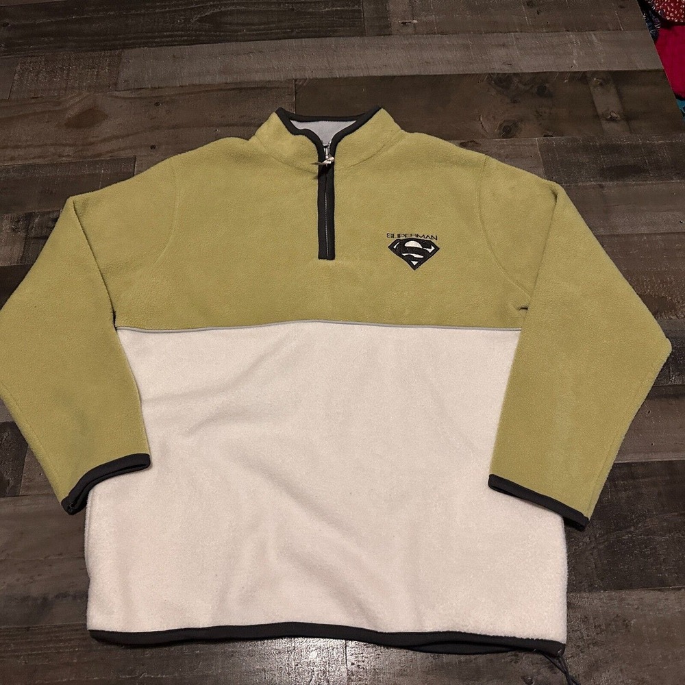 VTG 2000 Superman 1/2 Zip Fleece Sweater Pullover‎ Warner Brothers Size Medium